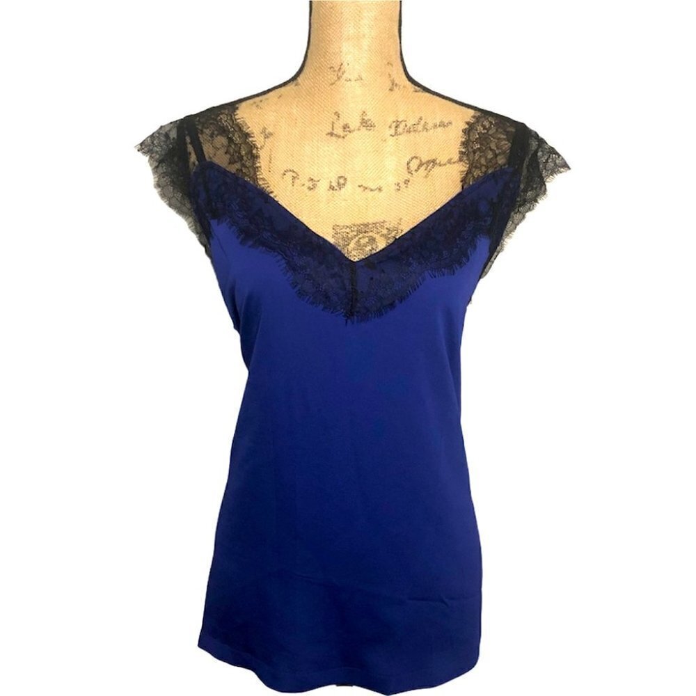 Boutique Blue/Black Lace Top